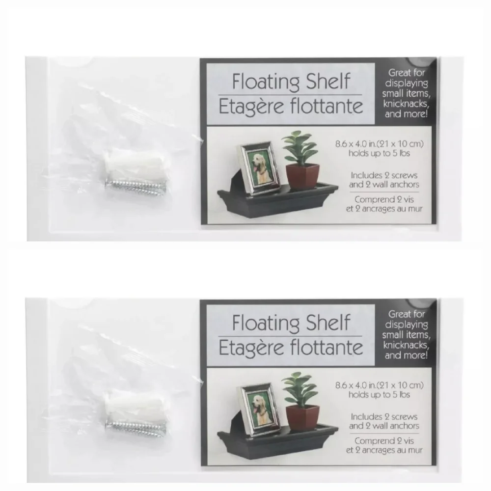 NEW Set Of 2 Small White Floating Shelves Hanging Wall Shelf 8 x 4 Holds 5lb